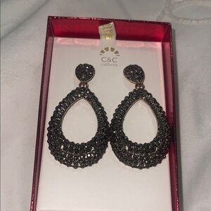 C&C California Dark Beaded Teardrop Earrings